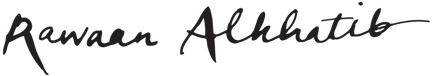 Calligraphic writing that says Rawaan Alkhatib